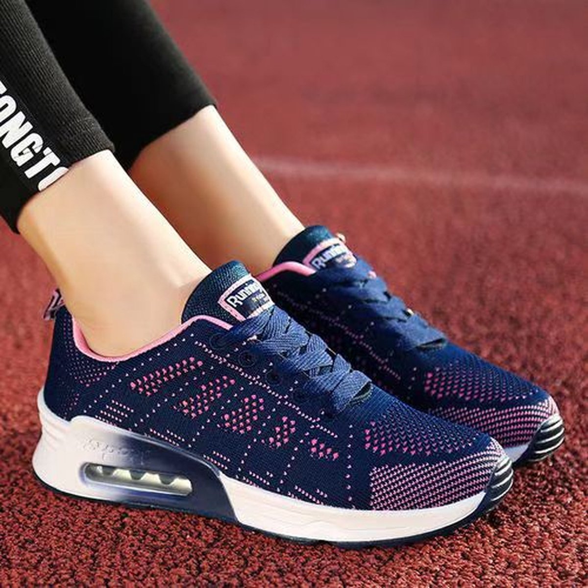Sneakers dames donkerblauw roze maat 35
