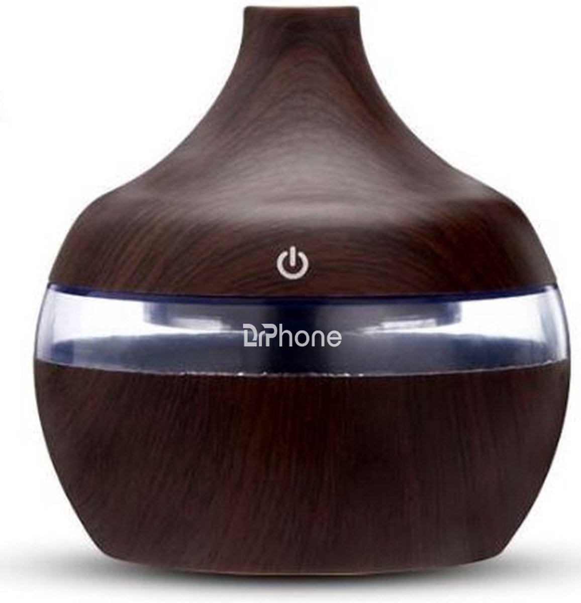 DrPhone MINI Ultrasone Luchtbevochtiger - Humidifier - Verwisselbare Aroma Essentiële Olie Diffuser met 7 kleuren Ledlicht - Darkwood