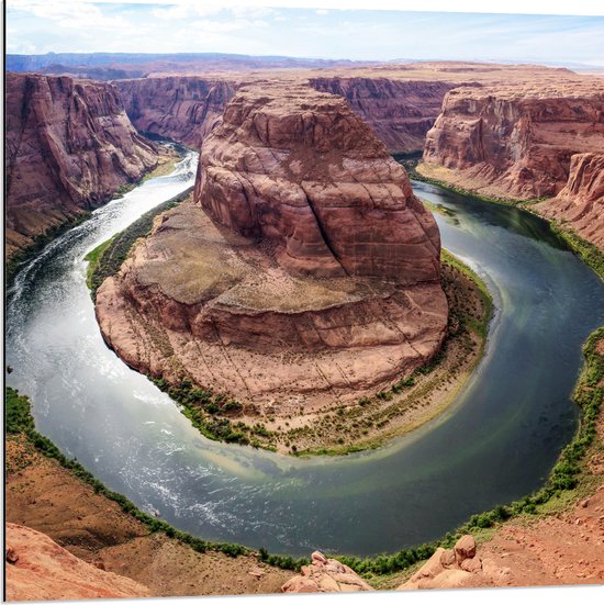 WallClassics - Dibond - Horseshoe Bend Rotsen, Arizona - 80x80 cm Foto op Aluminium (Met Ophangsysteem)