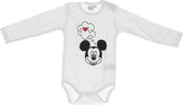 Disney Mickey Mouse – I Love You - Unisex Baby Body Lange mouwen - wit - Maat 74/80