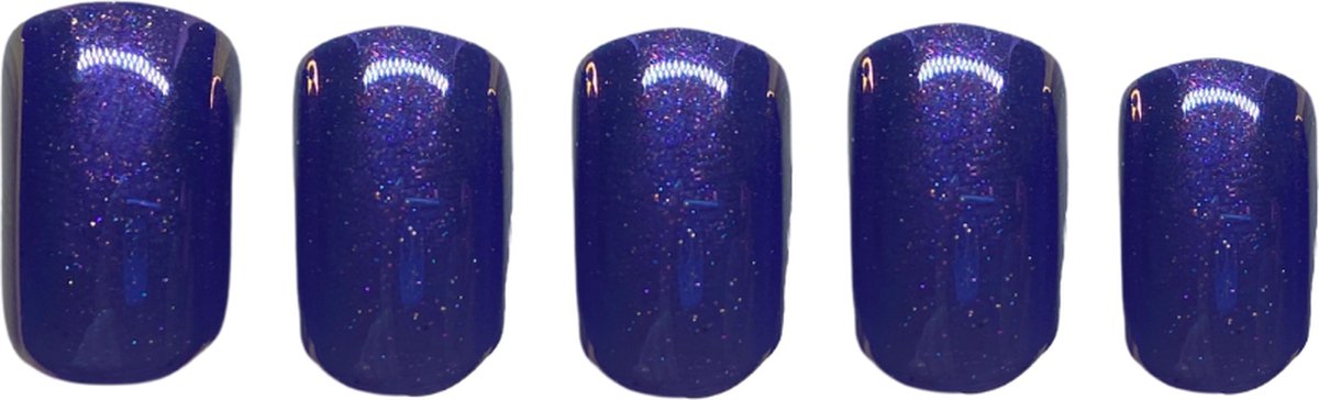 Nailsupplier 'Galaxy' | WINTERCOLLECTIE | Donkerblauwe nepnagels met paarse glans | Plaknagels | Kunstnagels met lijm | Press on nails