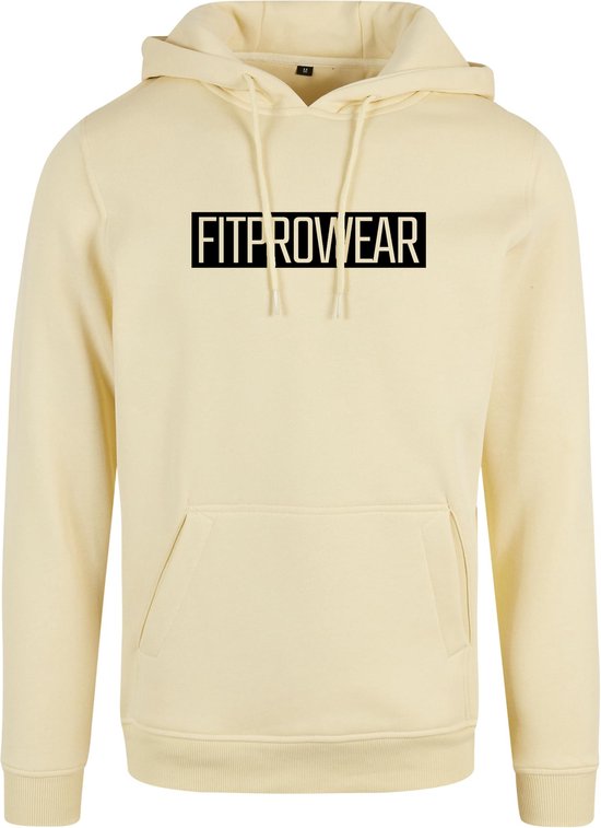 FitProWear Trui Heren Block - Soft geel - maat L - Mannen - Hoodie - Trui - Sweater - Sporttrui - Sportkleding - Casual kleding - Trui Heren - Witte trui - Katoen / Polyester - Trui Capuchon - Hoodie Capuchon