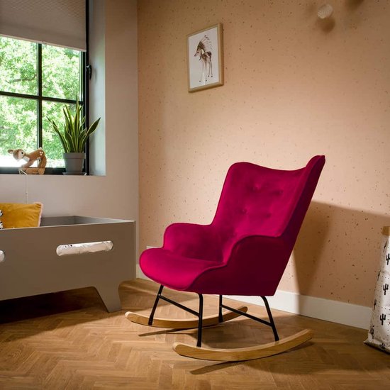 Sortio Home - Fauteuil à bascule - Rouge - Chaise à bascule - 92 x 100 x 68  - Velours | bol.com