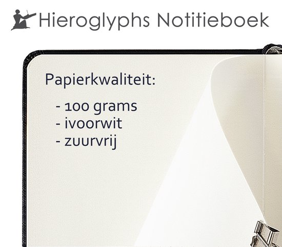Hieroglyphs Notitieboek A5 Blanco - Hardcover - 192 Pagina’s - 100 Grams Papier - Elastiek - 2 Bladwijzers - Opbergvak - Schetsboek Notebook Journal - Hieroglyphs
