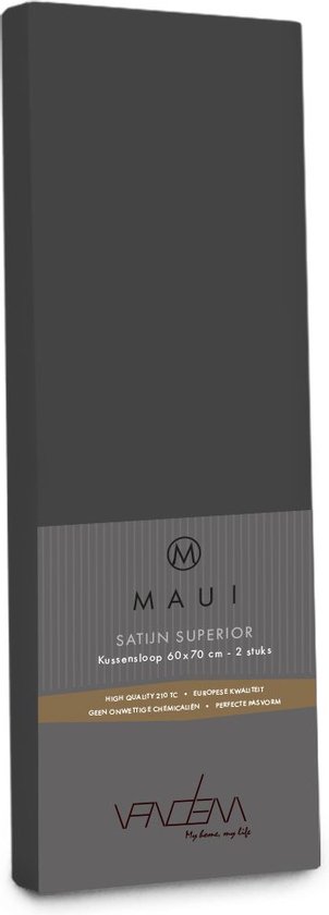 Maui - Van Dem -  satijn sloop de luxe 60 x 70 cm antra (2st)
