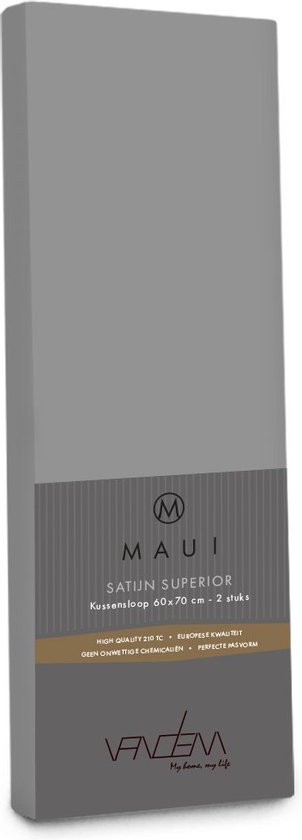Maui - Van Dem -  satijn sloop de luxe 60 x 70 cm zilver grijs (2st)