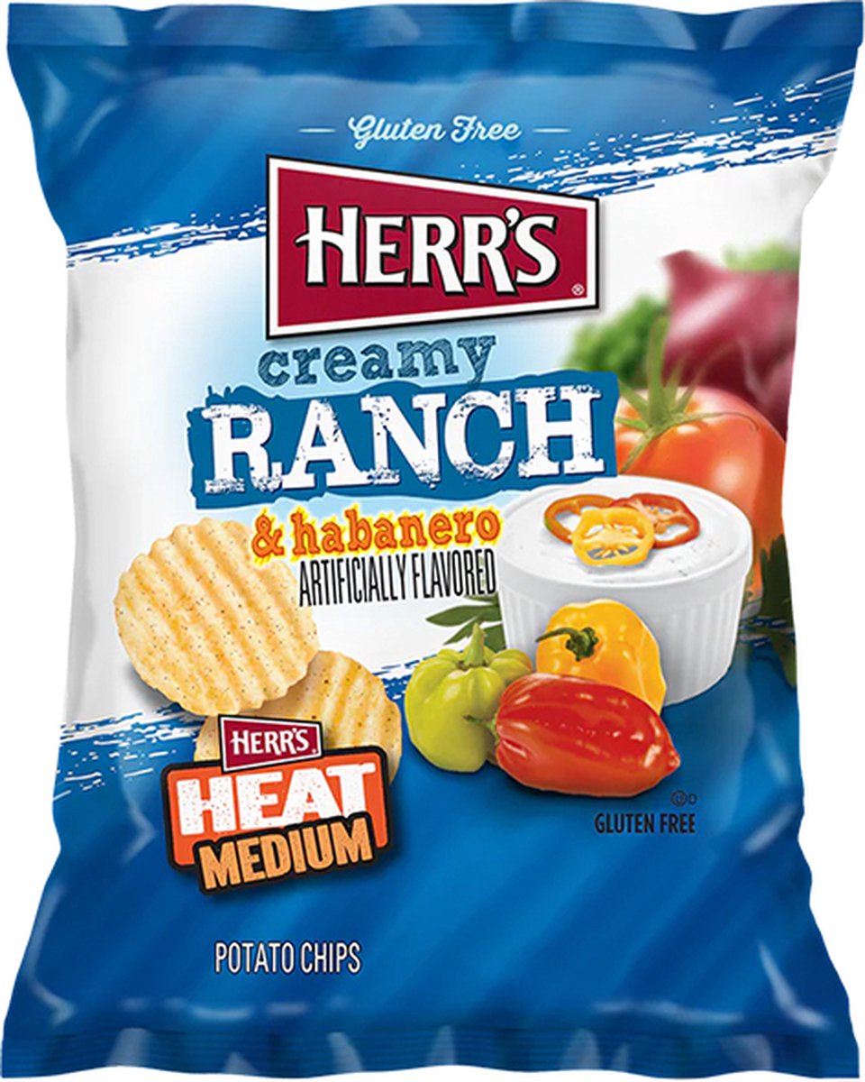 Herr's - Creamy Ranch & Habanero Ripple - 3x170 gram - Amerikaans Chips ...