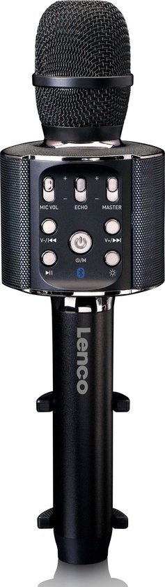 Lenco BMC-090BK - Bluetooth Karaoke Microfoon - Met Speaker en Verlichting - Zwart