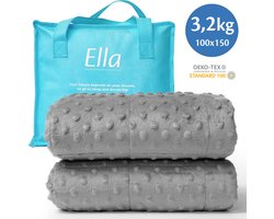 Ella Verzwaringsdeken Kind 3,2kg - 100 x 150cm - Zwaartedeken - Weighted Blanket - Verzwaarde Deken - OEKO-TEX Katoen & Minky Fleece
