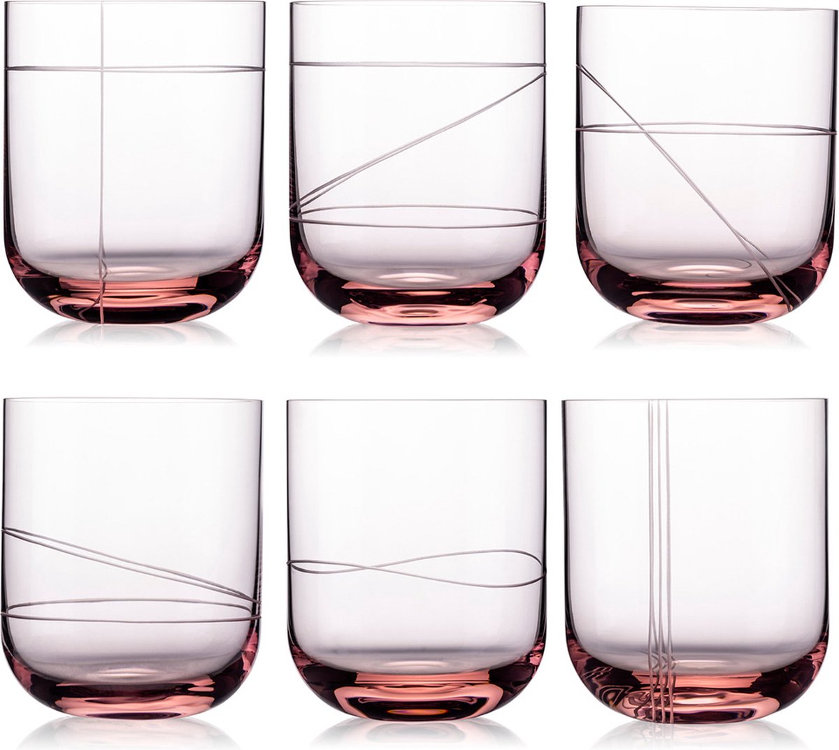 ROGASKA 1665 - MONACO ROSE Waterglas Kristal - Set van 6
