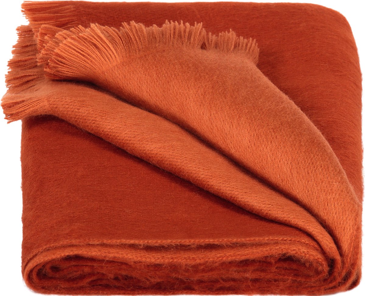 Alpaca Wol Dubbelzijdige Sjaal - 215 x 65 cm - Terracotta/Brick Red