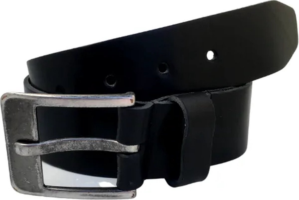 Leren broekriem 4,5 cm - Leren riem heren/dames - Nikkelvrije gesp - zwart - Riemmaat 90 - Totale lengte 100 cm - kledingmaat M