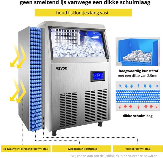 VINATO Ice cube maker, small, 9 ice cubes in just 6 minutes, quiet operation, ice cube maker 15 kg/24 hours, white