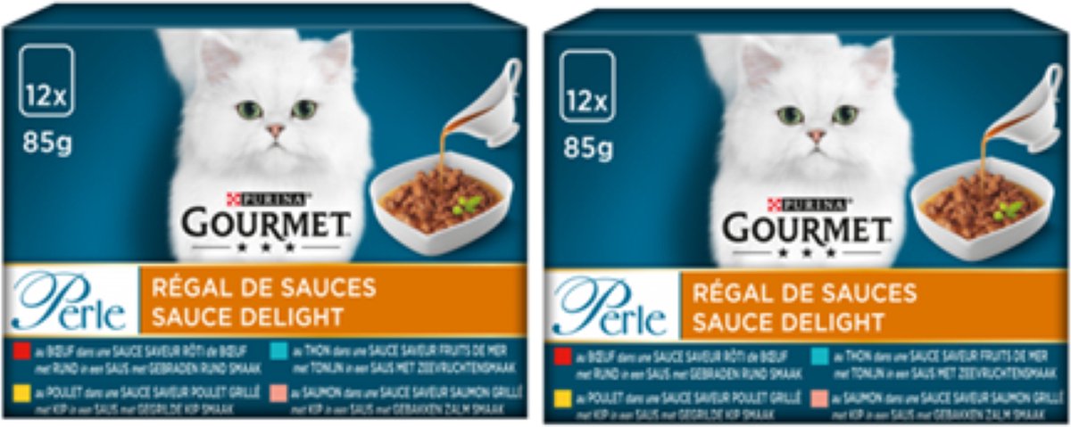 2x Gourmet Perle - Sauce Delight Vlees & Vis - Kattenvoer - 12x85g
