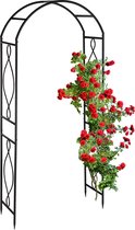 Relaxdays rozenboog zwart - plantenboog metaal - ronde tuinboog - hoge bloemenboog - tuin