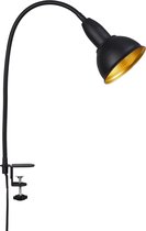 Briloner Leuchten HYGGE Klemlamp Retro Metaal Zwart-Goud 1xE14 max. 25W Aan/Uit schakelaar Flexarm