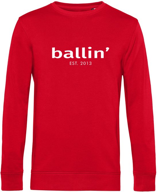 Heren Sweaters met Ballin Est. 2013 Basic Sweater Print - Rood - Maat XS