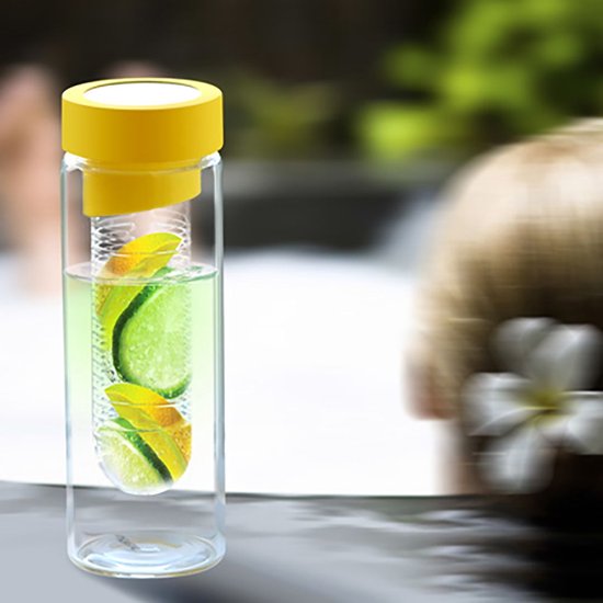 Asobu Flavour It Drinkbeker - Glas - Incl. Fruitinfuser - 480 ml - Groen/Zilver