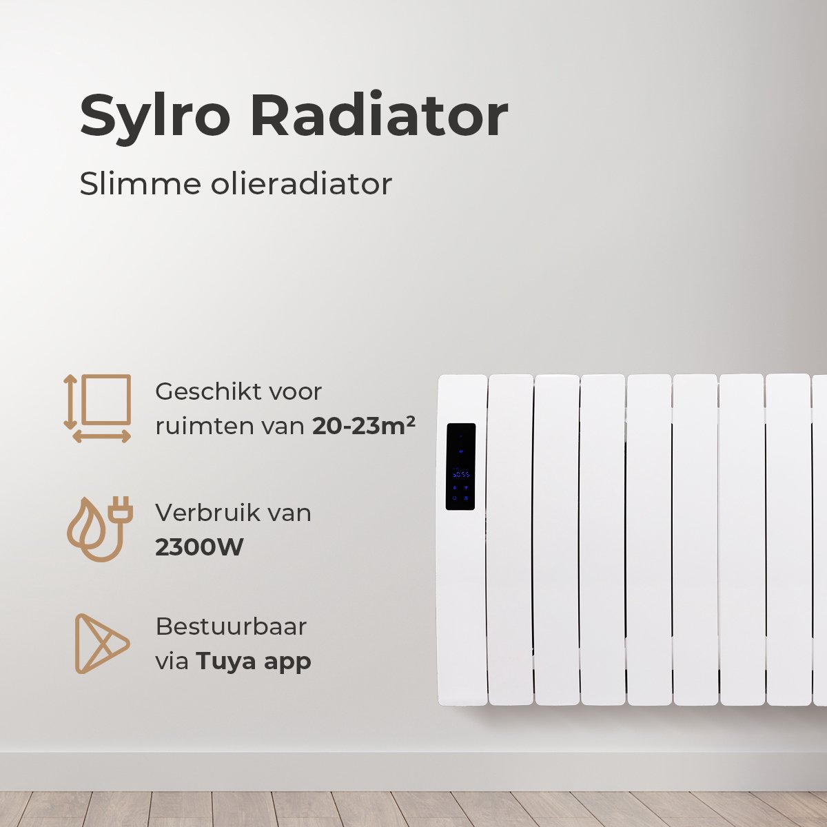 SYLRO® OLIEGEVULDE RADIATOR-2300W ELEKTRISCH MET WIFI - WIT – foto 3