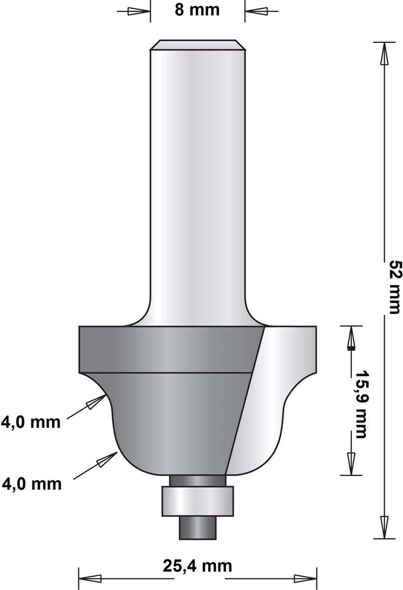 Hitachi 8 mm profielfrees romeinse ogieffrees met onderlager