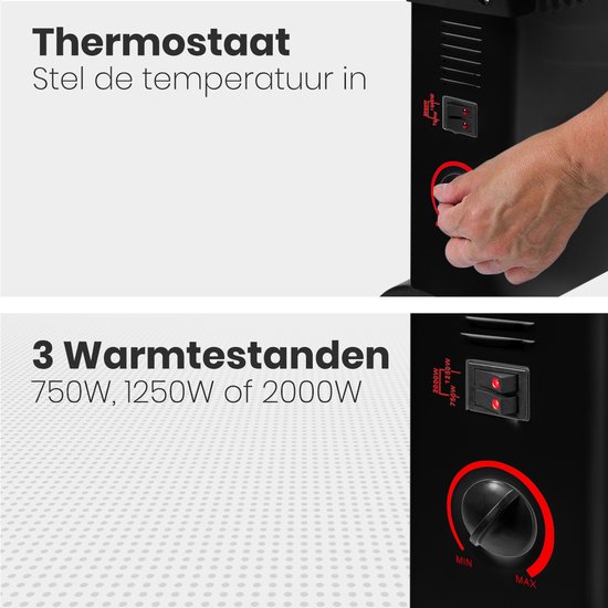 KASPAR Convector Verwarmingsapparaat, radiator met thermostaat en 3