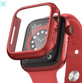 MY PROTECT - Hoesje Geschikt Voor Apple Watch 41mm - Bescherm Case & Screenprotector In 1 - Rood