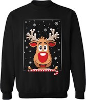 Pull JAP Ugly Christmas - Pull Rudolf le renne - Cadeau de Noël adultes - Femme et Homme - Noël - M - Zwart