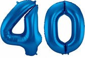 Cijfer ballonnen - Verjaardag versiering 40 jaar - 85 cm - blauw