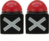 Buzzer drukknop met rood kruis 2 stuks - licht en geluid - 11 cm