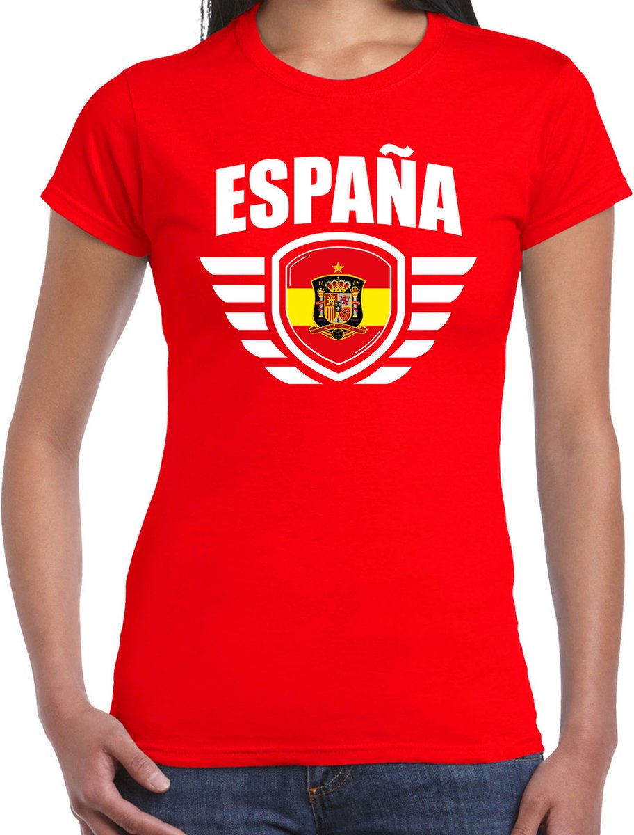 Espana landen / voetbal t-shirt - rood - dames - voetbal liefhebber S