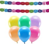 Haza - Verjaardag woonkamer versiering set - 2x slingers en 100x ballonnen