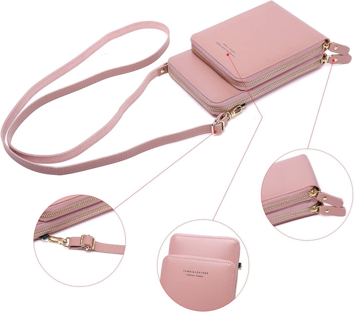 SPAHER Heren lederen schoudertas kleine crossbody telefoon tas