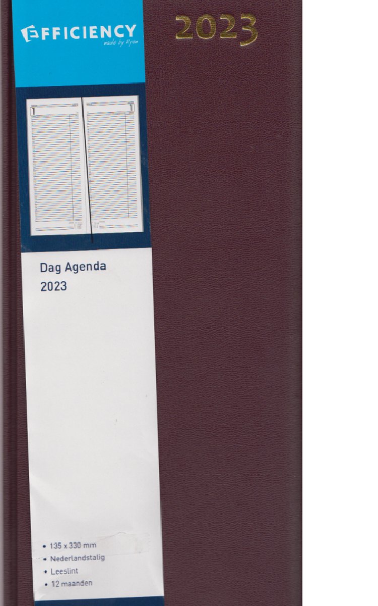 Bureauagenda 2023 ryam efficiency lang 1 dag op 2 pagina's voor o.a. HORECA RECEPTIE roodbruin 135x330mm