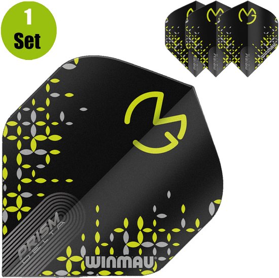 Winmau Michael van Gerwen Prism Delta Black/Green - Dart Flights van Merkloos — afbeelding 3