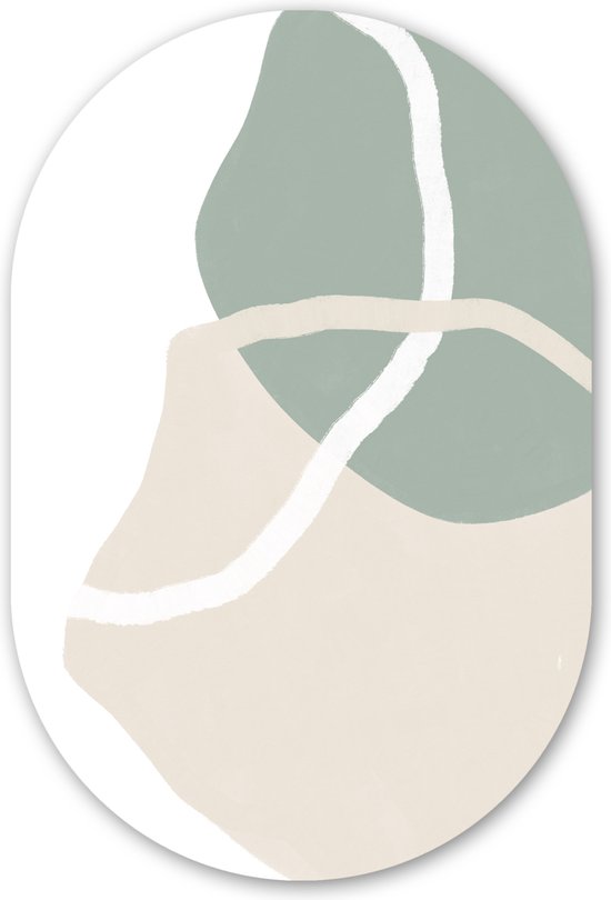 Wall Oval - Décoration murale Plastique - Peinture Ovale - Minimalisme - Pastel - Design - 80x120 cm - Forme Miroir Ovale sur Plastique