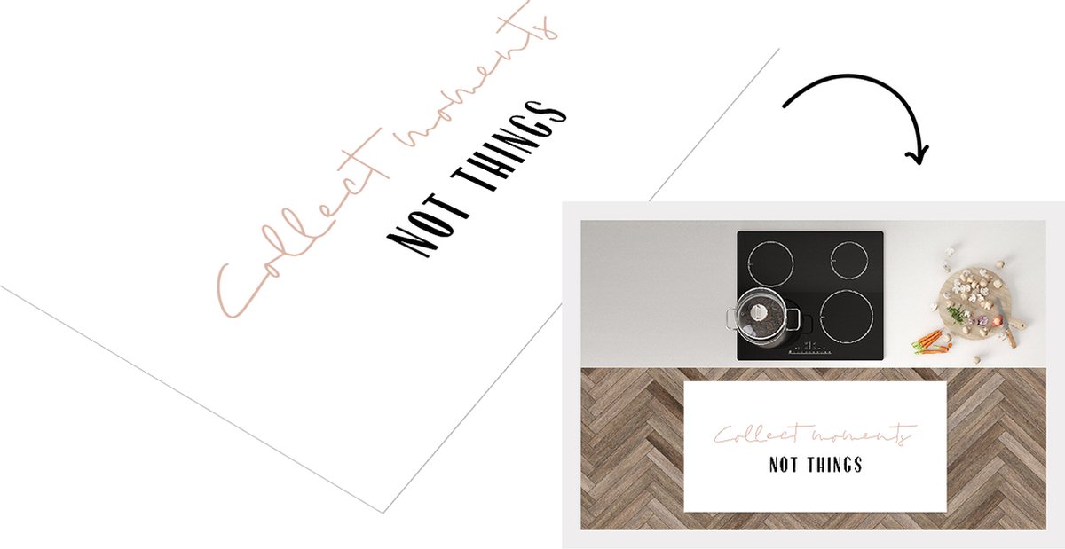 KitchenYeah Keukenloper - Loper keuken - Tekst - Collect moments not things - Quotes - 120x60 cm - Keukenloper vinyl Multicolor