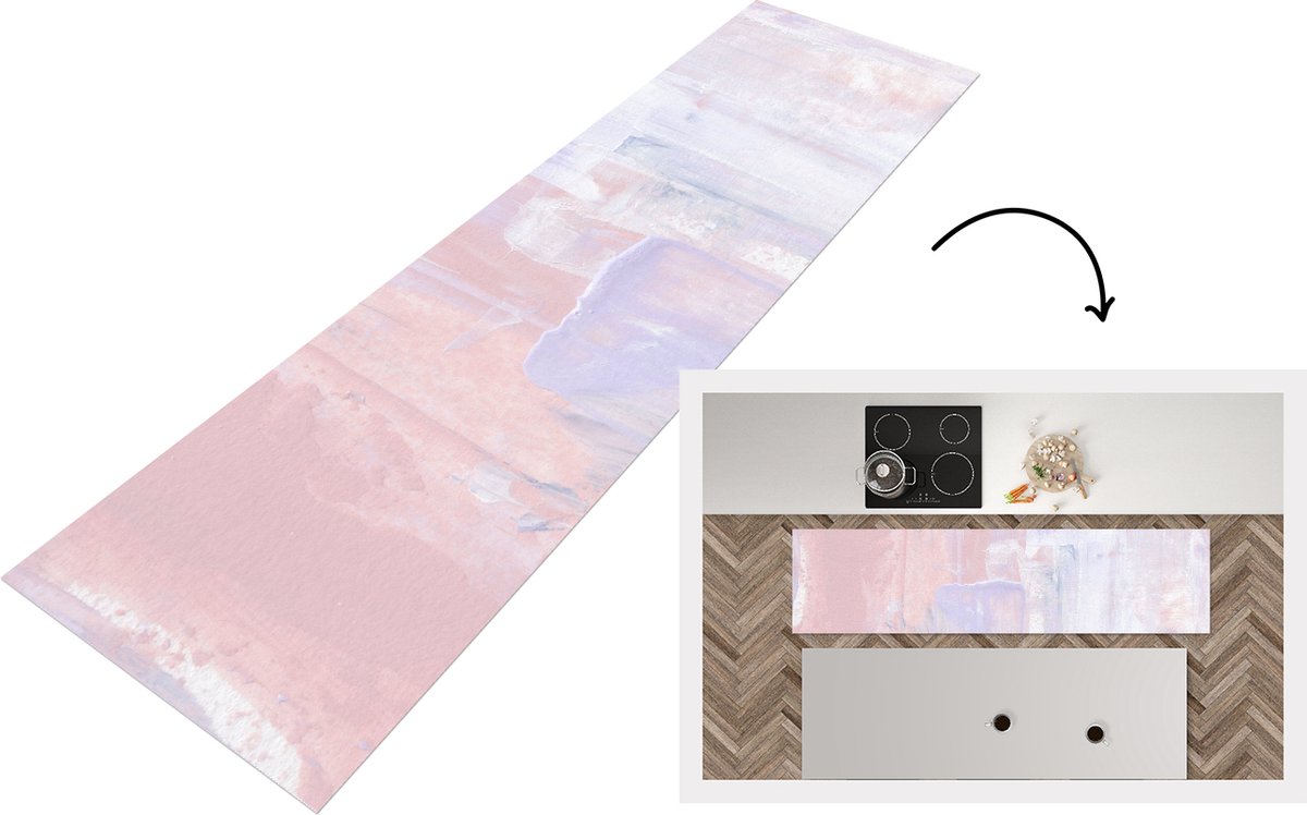 KitchenYeah Keukenloper - Loper keuken - Verf - Pastel - Design - 200x50 cm - Keukenloper vinyl Multicolor