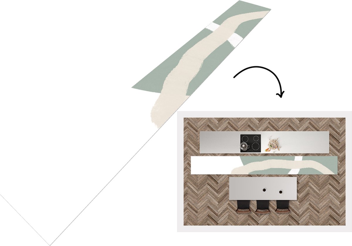 KitchenYeah Keukenloper - Loper keuken - Minimalisme - Pastel - Design - 400x50 cm - Keukenloper vinyl Multicolor