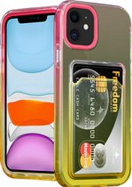 ShieldCase geschikt voor Apple iPhone 11 hoesje colorful pasjeshouder - roze/geel