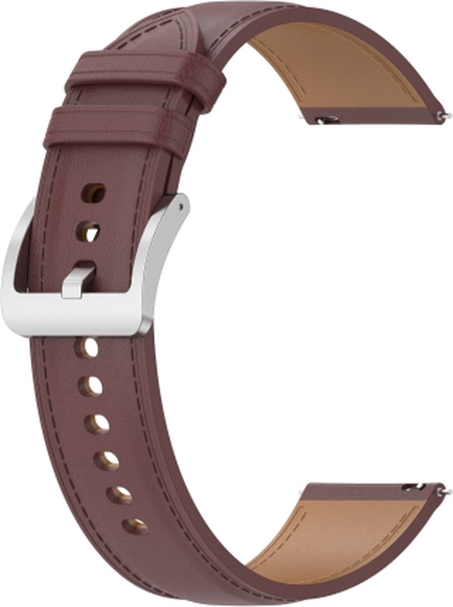 Voor Garmin Venu 2 plus in reliëf gemaakte lederen horlogeband (donkerbruin)