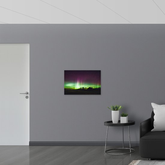 WallClassics - Poster Glossy – Aurores Boréales Vert Ciel - 75x50 cm Photo sur Papier Poster avec Finition Brillante