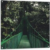 WallClassics - Tuinposter – Groene Brug in Bosgebied - 100x100 cm Foto op Tuinposter  (wanddecoratie voor buiten en binnen)