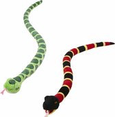 Nature Planet - Pluche slangen knuffels - set van 2x stuks van 145 cm