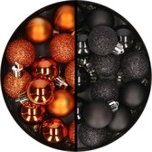 Kerstballen 34x st - 3 cm - oranje en champagne - kunststof