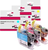 Go4inkt compatible met Brother LC-3219XL c/m/y inkt cartridges cyaan/magenta/yellow - 3 stuks