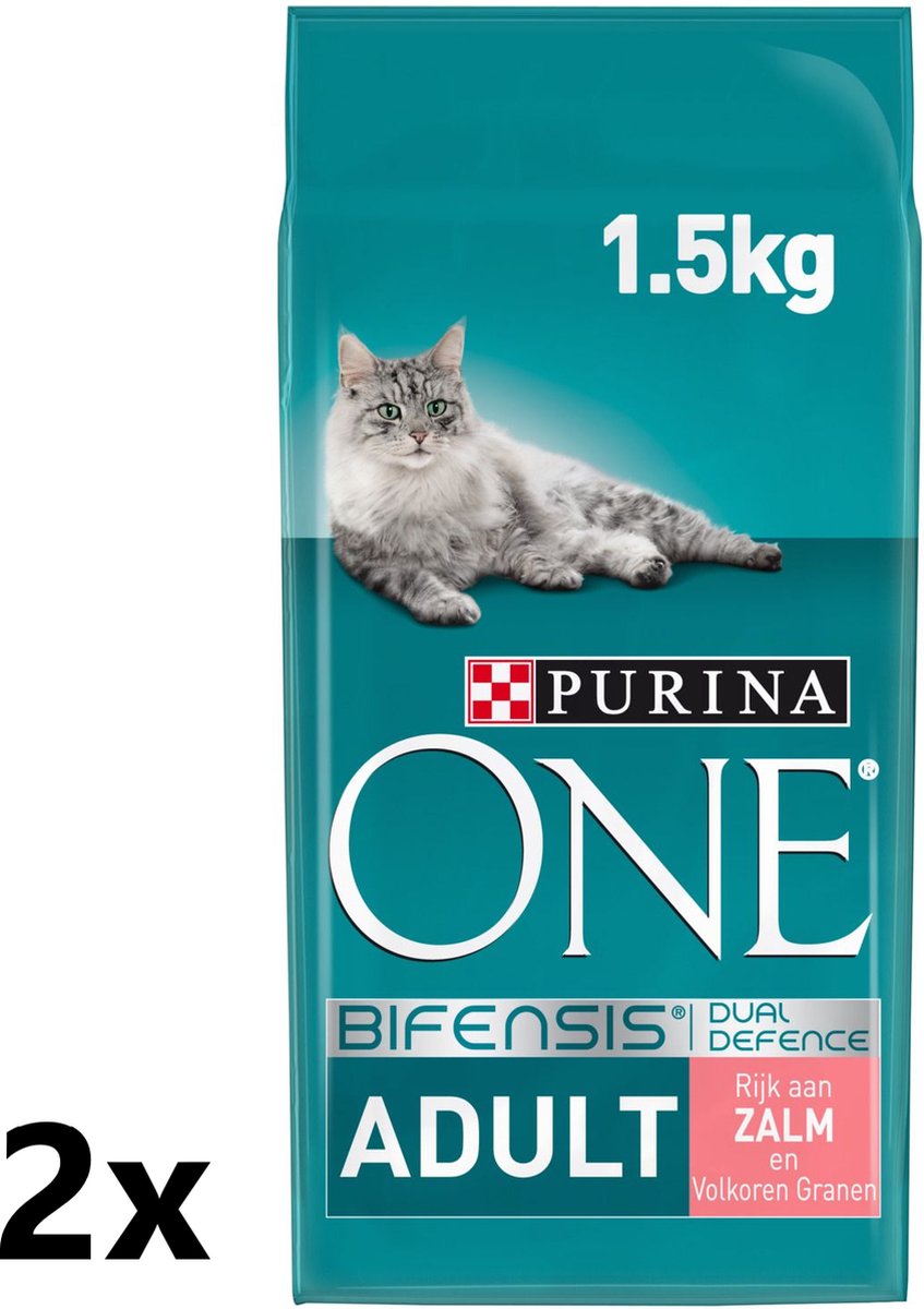 Purina One - Adult - Zalm & Granen - Kattenvoer - 2x1,5kg