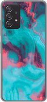 Geschikt voor Samsung galaxy a73 hoesje - Abstract - Neon - Roze - Blauw - Siliconen Telefoonhoesje - Verjaardag cadeau tiener