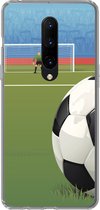 Geschikt voor OnePlus 7 Pro hoesje - Een illustratie van een voetbal op het veld in het stadion - Jongens - Meiden - Kids - Siliconen Telefoonhoesje