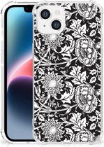 Telefoon Hoesje Apple iPhone 14 Plus Back Case Siliconen Hoesje met transparante rand Zwart Bloemen