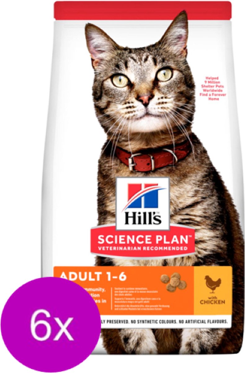6x Hill's - feline Adult Kip - Kattenvoer - 300g